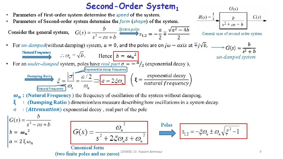 Second-Order System 1 • Parameters of First-order system determine the speed of the system. Second-Order System 1 • Parameters of First-order system determine the speed of the system.