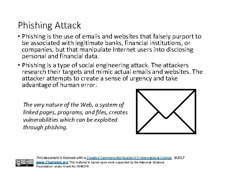 Phishing Attack • Phishing is the use of emails and websites that falsely purport