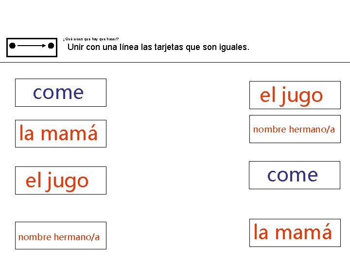 ¿Qué crees que hay que hacer? Unir con una línea las tarjetas que son