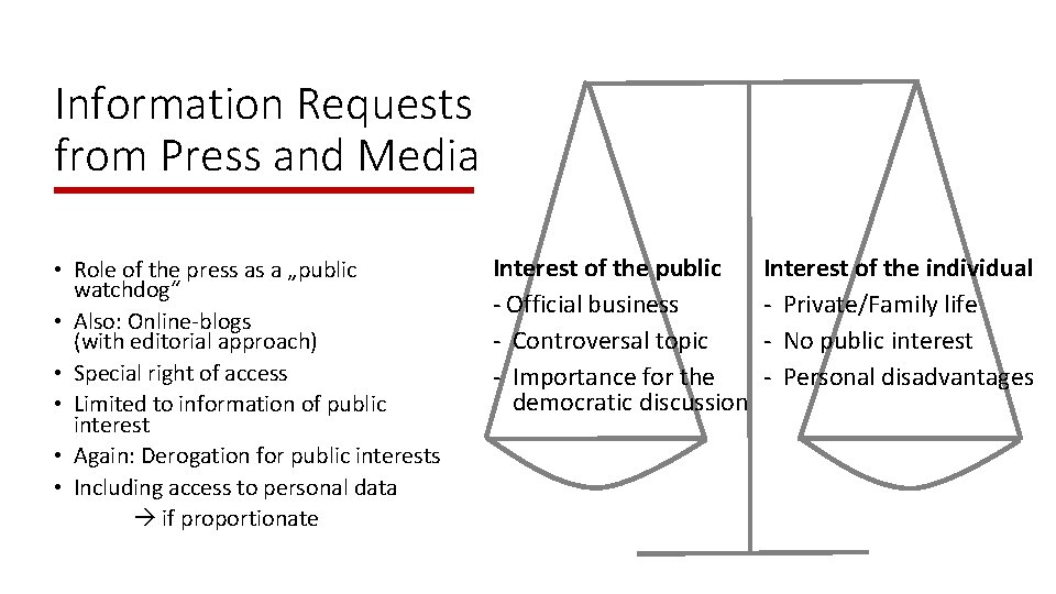 Information Requests from Press and Media • Role of the press as a „public