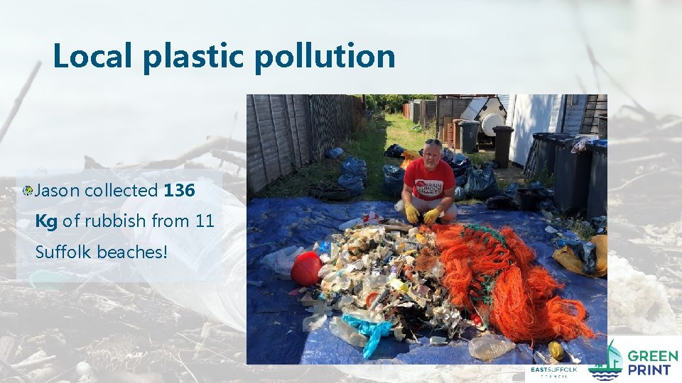 Local plastic pollution Jason collected 136 Kg of rubbish from 11 Suffolk beaches! 