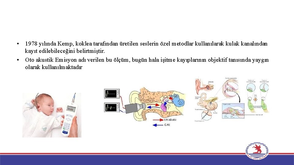  • 1978 yılında Kemp, koklea tarafından üretilen seslerin özel metodlar kullanılarak kulak kanalından