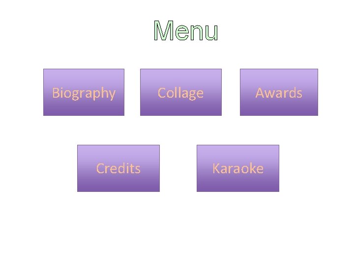 Menu Biography Credits Collage Awards Karaoke 