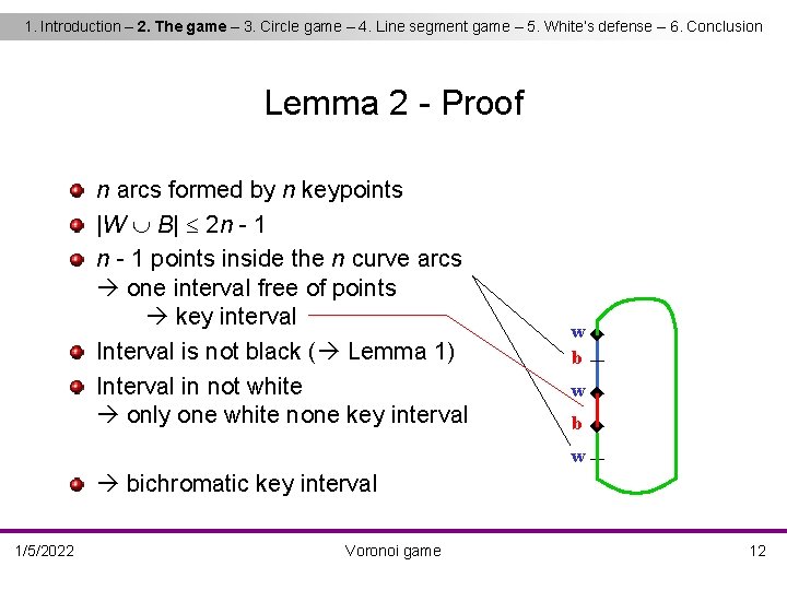 1. Introduction – 2. The game – 3. Circle game – 4. Line segment