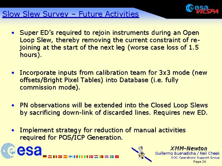 Slow Slew Survey – Future Activities · Super ED’s required to rejoin instruments during