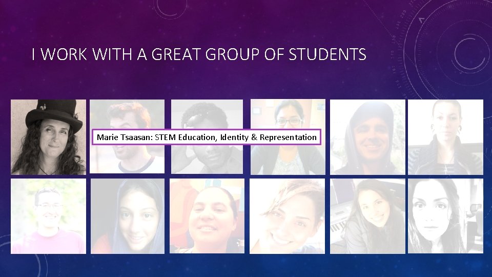 I WORK WITH A GREAT GROUP OF STUDENTS Marie Tsaasan: STEM Education, Identity &