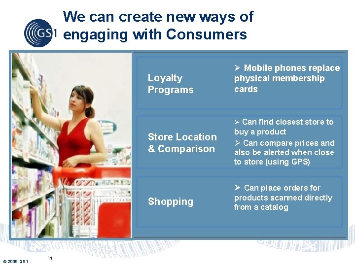 We can create new ways of engaging with Consumers Loyalty Programs Ø Mobile phones