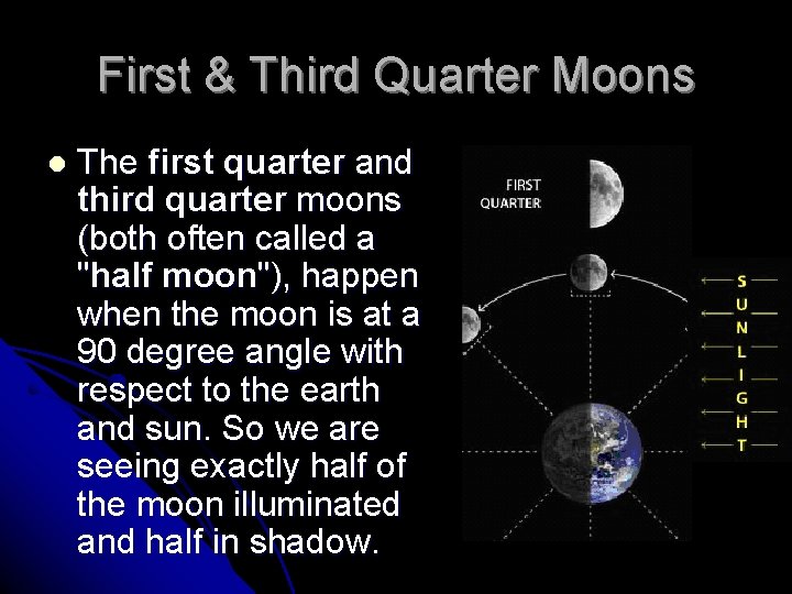 First & Third Quarter Moons l The first quarter and third quarter moons (both