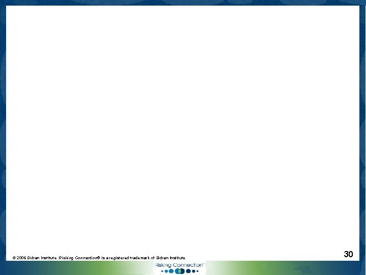 © 2006 Sidran Institute. Risking Connection® is a registered trademark of Sidran Institute 30