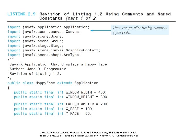 JAVA: An Introduction to Problem Solving & Programming, 8 th Ed. By Walter Savitch