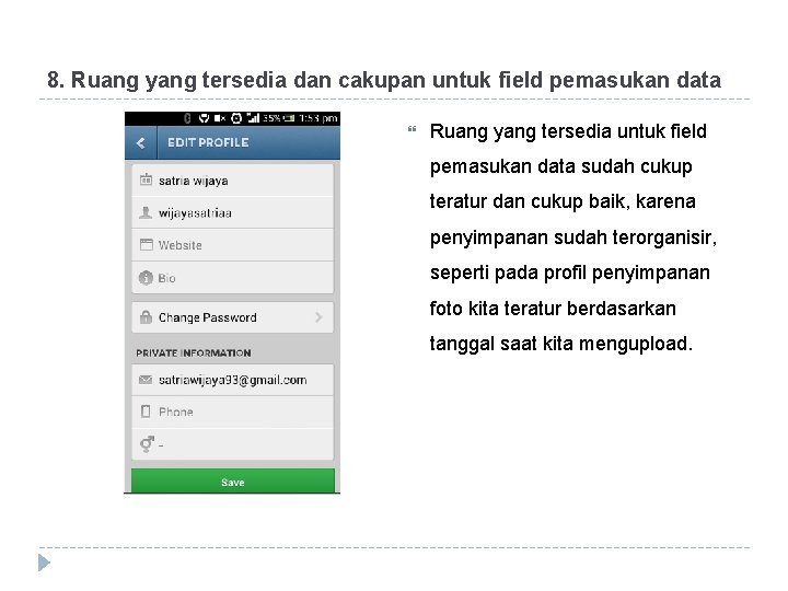 8. Ruang yang tersedia dan cakupan untuk field pemasukan data Ruang yang tersedia untuk