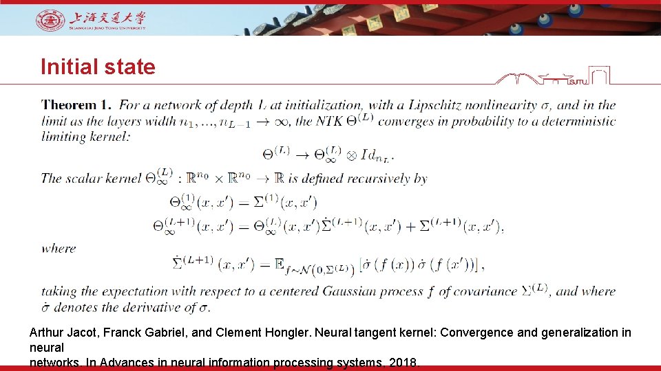 Initial state Arthur Jacot, Franck Gabriel, and Clement Hongler. Neural tangent kernel: Convergence and