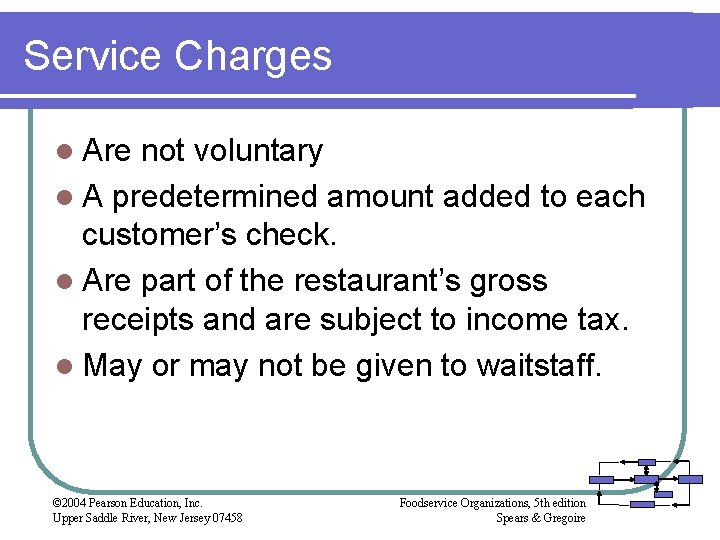 Service Charges l Are not voluntary l A predetermined amount added to each customer’s