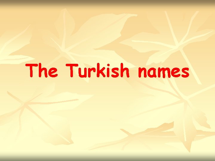 The Turkish names 