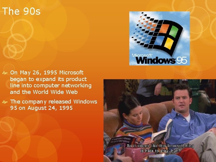 The 90 s On May 26, 1995 Microsoft began to expand its product line