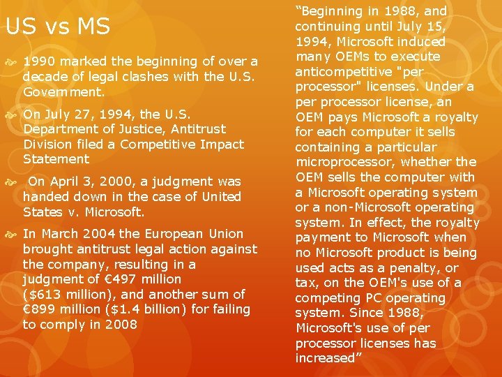 US vs MS 1990 marked the beginning of over a decade of legal clashes