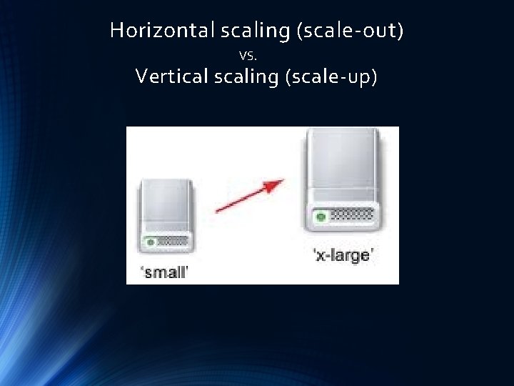 Horizontal scaling (scale-out) VS. Vertical scaling (scale-up) 