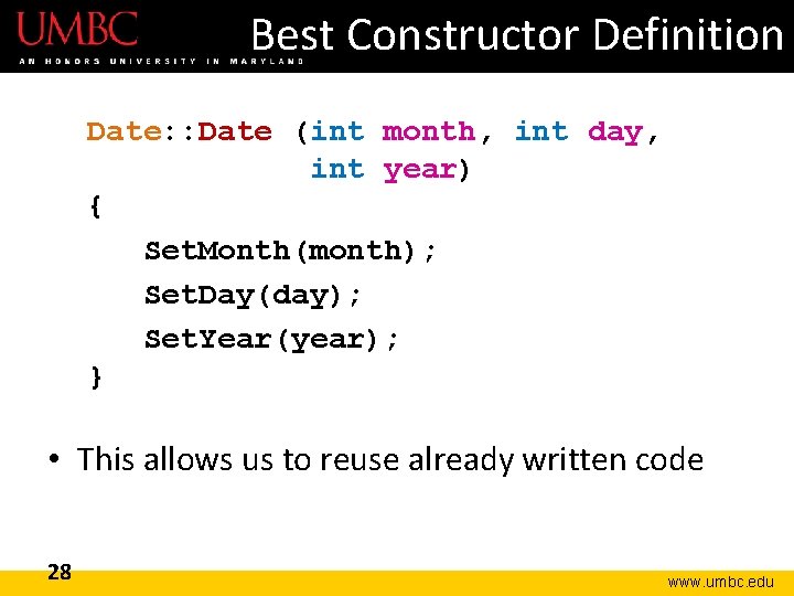 Best Constructor Definition Date: : Date (int month, int day, int year) { Set. Best Constructor Definition Date: : Date (int month, int day, int year) { Set.