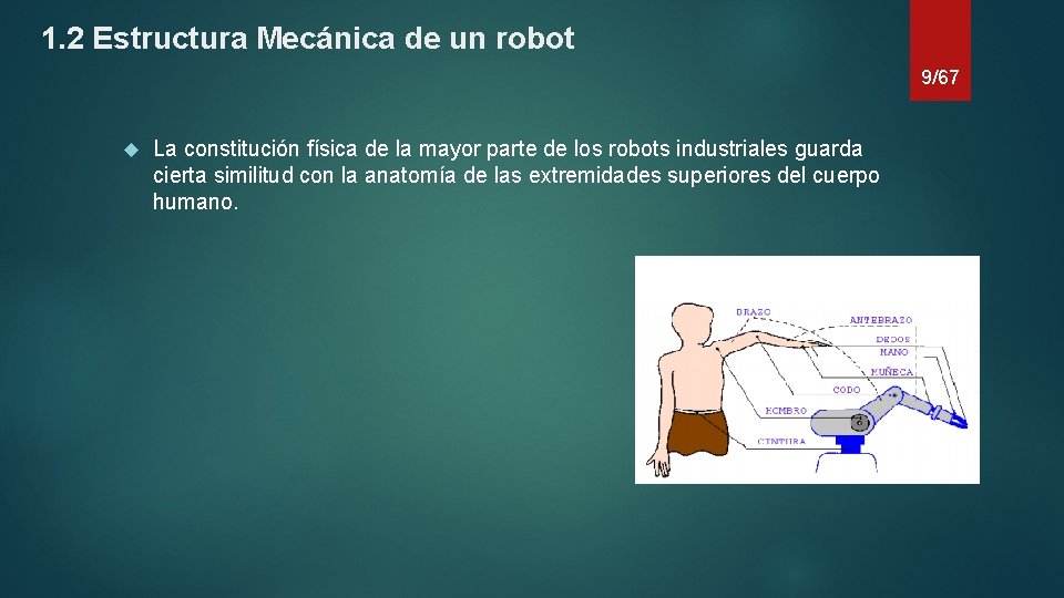 1. 2 Estructura Mecánica de un robot 9/67 La constitución física de la mayor