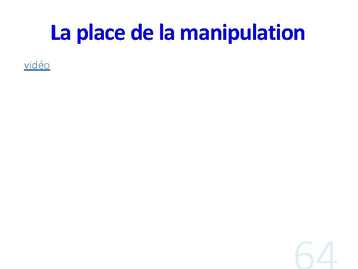 La place de la manipulation vidéo 