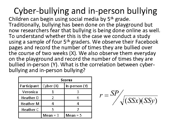 Cyber-bullying and in-person bullying Children can begin using social media by 5 th grade.
