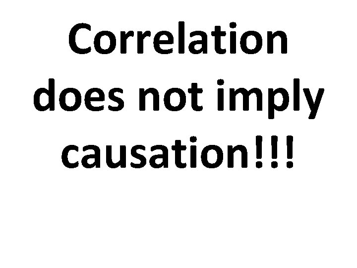 Correlation does not imply causation!!! 