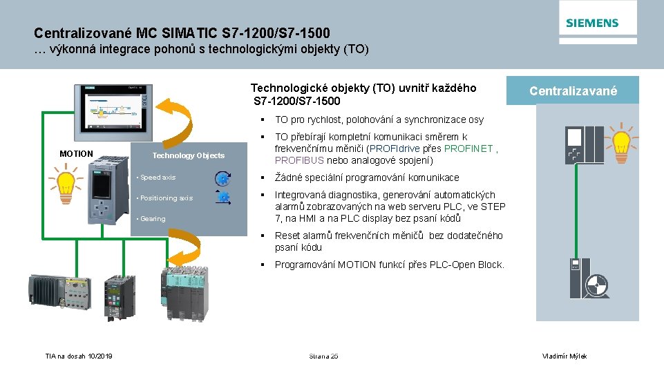 Centralizované MC SIMATIC S 7 -1200/S 7 -1500 … výkonná integrace pohonů s technologickými