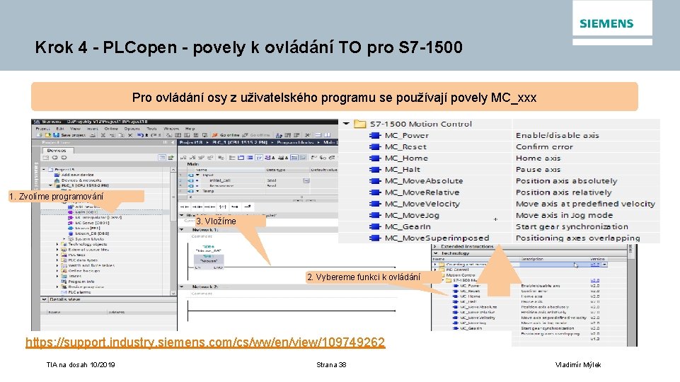 Krok 4 - PLCopen - povely k ovládání TO pro S 7 -1500 Pro