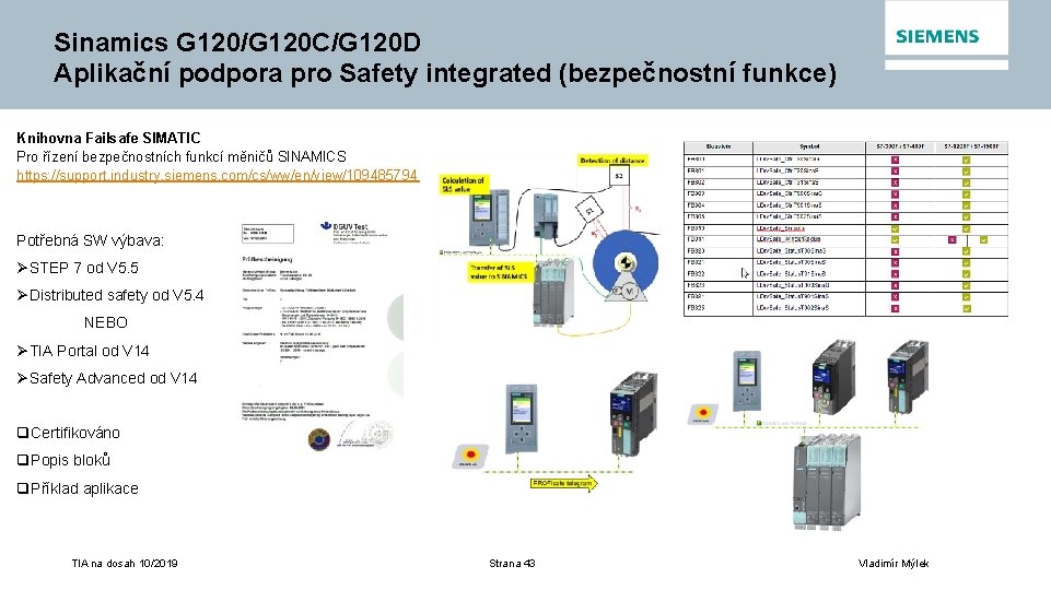 Sinamics G 120/G 120 C/G 120 D Aplikační podpora pro Safety integrated (bezpečnostní funkce)