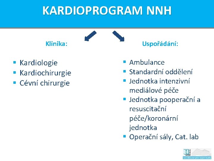 KARDIOPROGRAM NNH Klinika: § Kardiologie § Kardiochirurgie § Cévní chirurgie Uspořádání: § Ambulance §