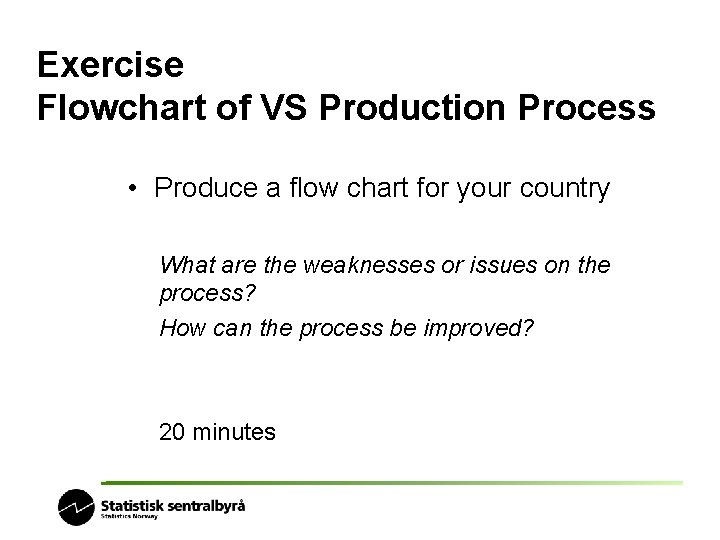 Exercise Flowchart of VS Production Process • Produce a flow chart for your country