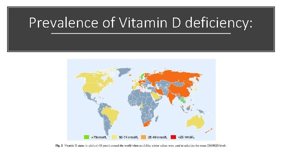 Prevalence of Vitamin D deficiency: 