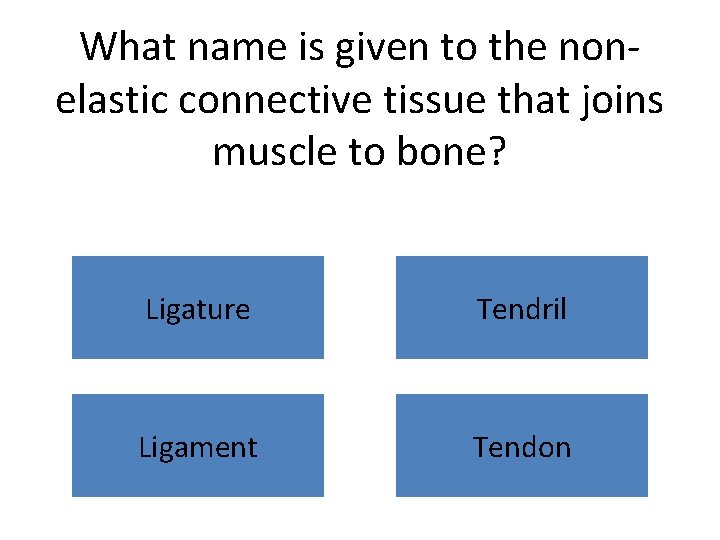 What name is given to the nonelastic connective tissue that joins muscle to bone?