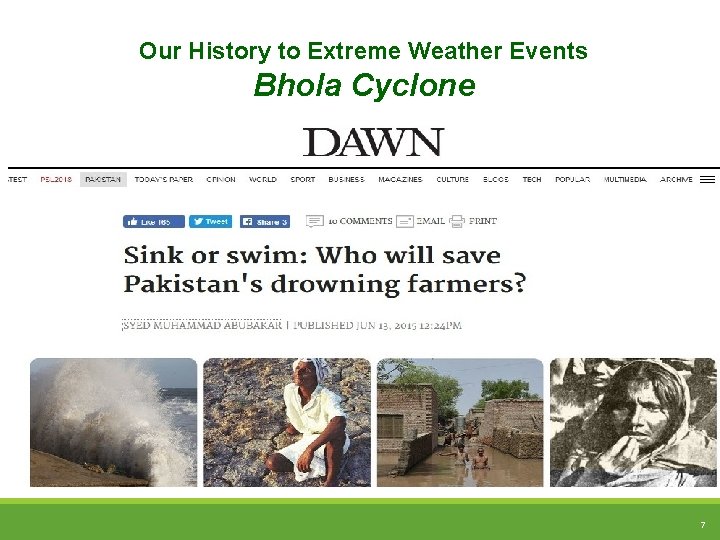 Our History to Extreme Weather Events Bhola Cyclone 7 