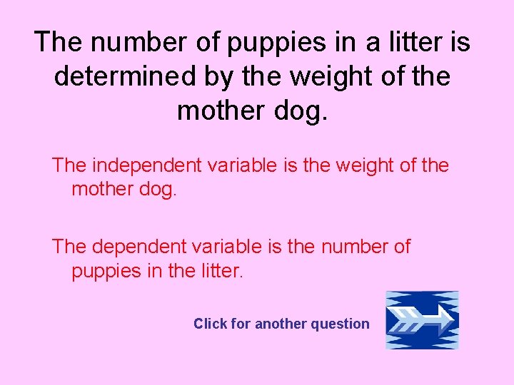 The number of puppies in a litter is determined by the weight of the The number of puppies in a litter is determined by the weight of the