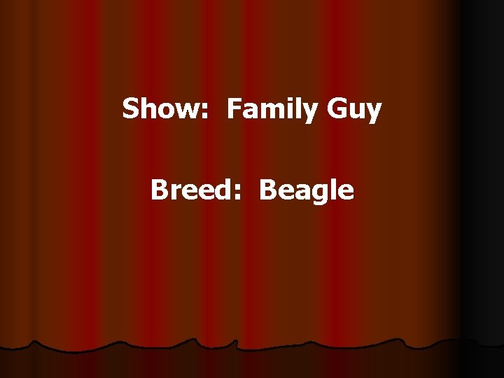Show: Family Guy Breed: Beagle 