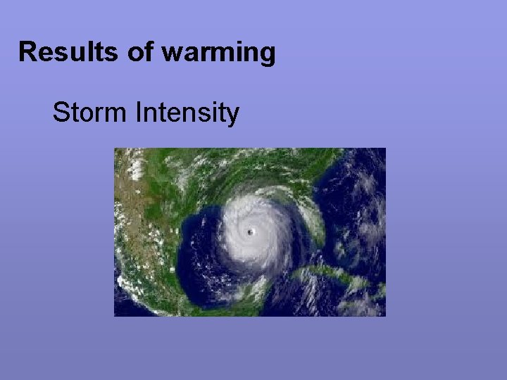 Results of warming Storm Intensity 