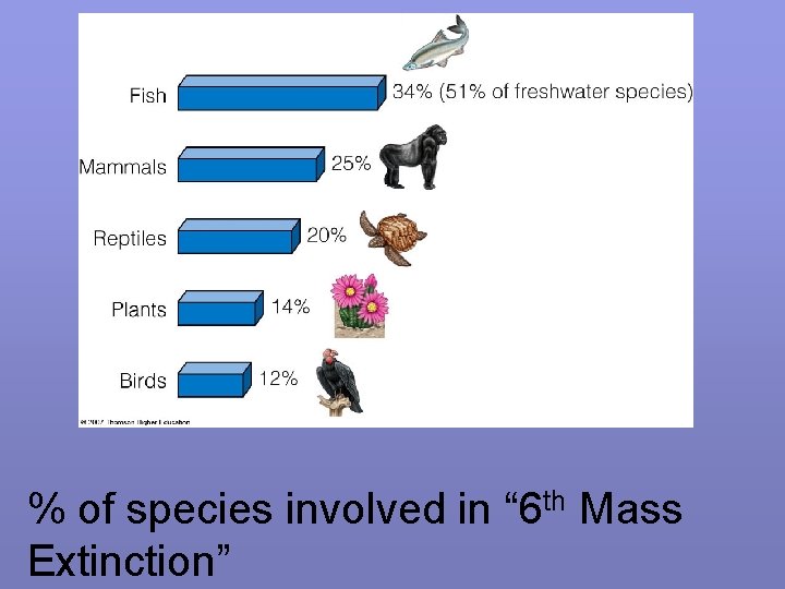% of species involved in “ 6 th Mass Extinction” 