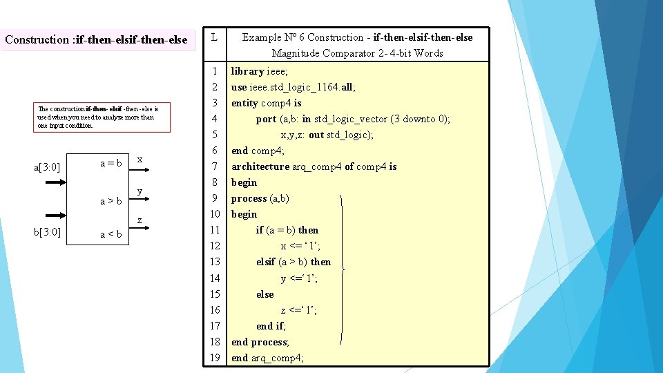 Construction : if-then-else The construction if-then- elsif -then -else is used when you need