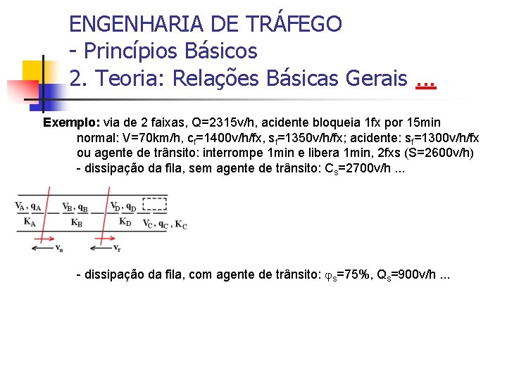 ENGENHARIA DE TRÁFEGO - Princípios Básicos 2. Teoria: Relações Básicas Gerais. . . Exemplo: