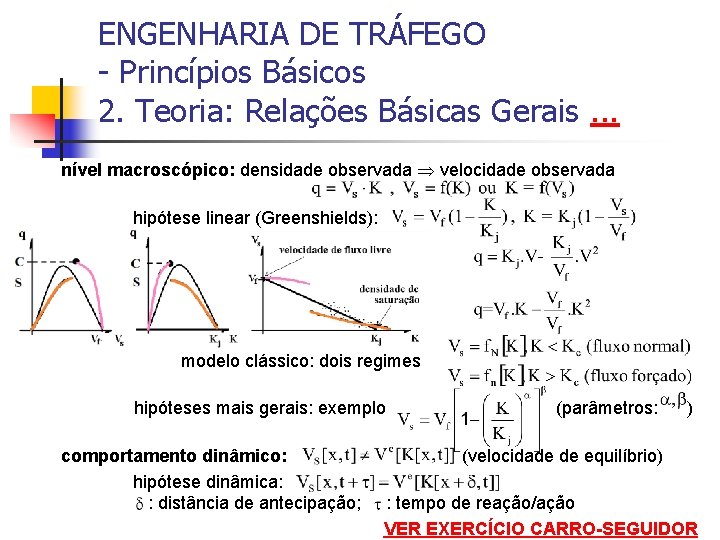 ENGENHARIA DE TRÁFEGO - Princípios Básicos 2. Teoria: Relações Básicas Gerais. . . nível