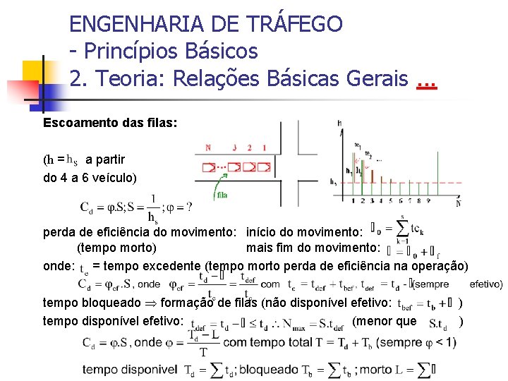 ENGENHARIA DE TRÁFEGO - Princípios Básicos 2. Teoria: Relações Básicas Gerais. . . Escoamento