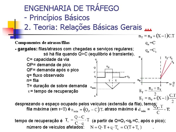 ENGENHARIA DE TRÁFEGO - Princípios Básicos 2. Teoria: Relações Básicas Gerais. . . Componentes