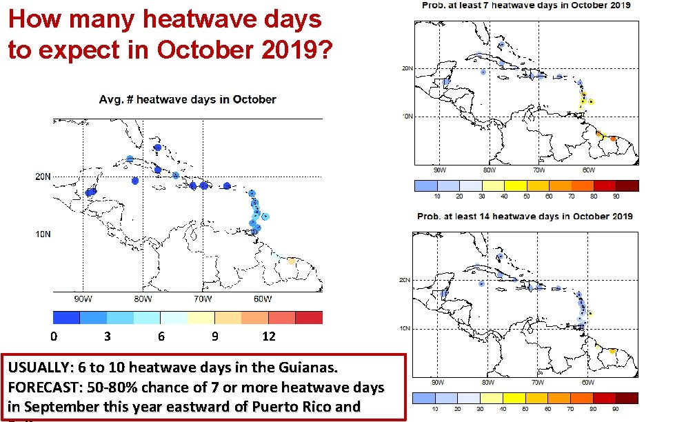 How many heatwave days to expect in October 2019? 0 3 6 9 12