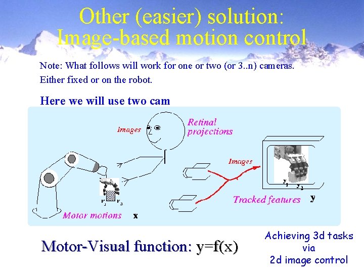 Other (easier) solution: Image-based motion control Note: What follows will work for one or