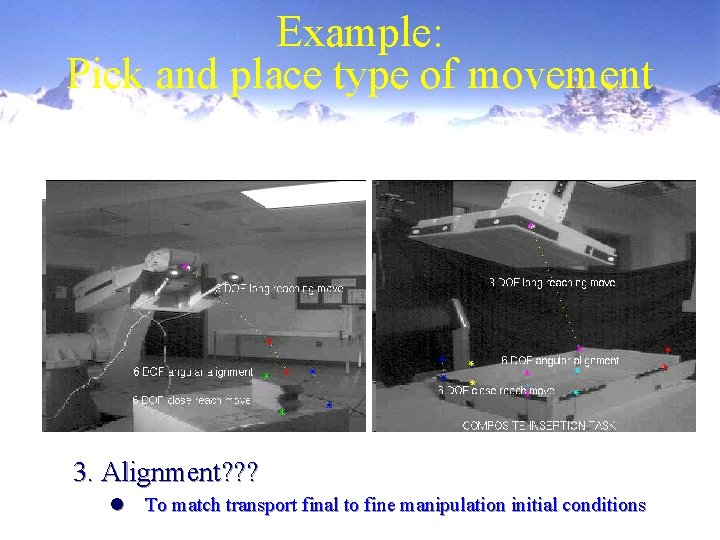 Example: Pick and place type of movement 3. Alignment? ? ? To match transport