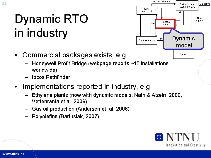 22 Dynamic RTO in industry Dynamic model • Commercial packages exists, e. g. –