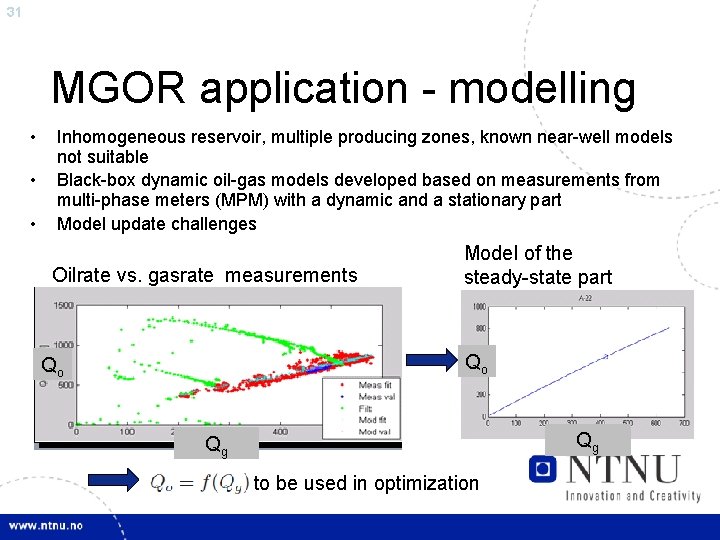 31 MGOR application - modelling • • • Inhomogeneous reservoir, multiple producing zones, known