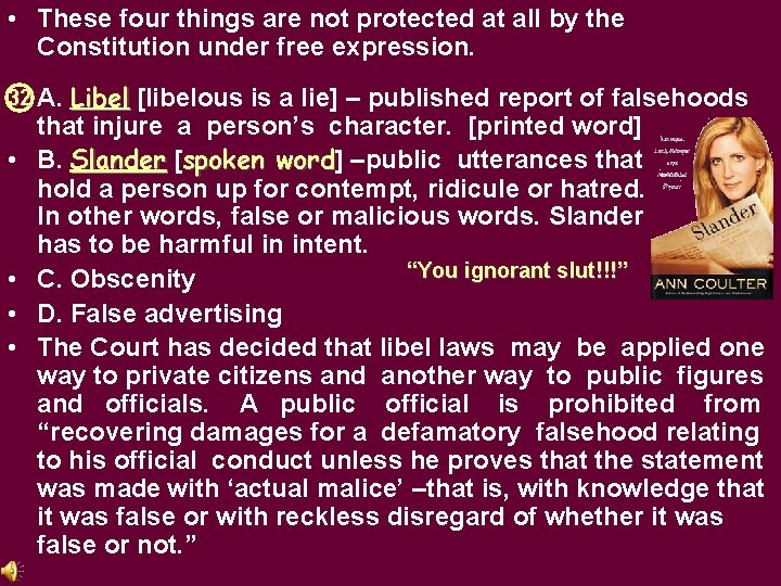  • These four things are not protected at all by the Constitution under