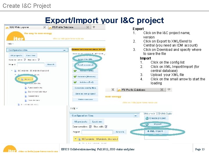 Create I&C Project Export/Import your I&C project Export 1. Click on the I&C project